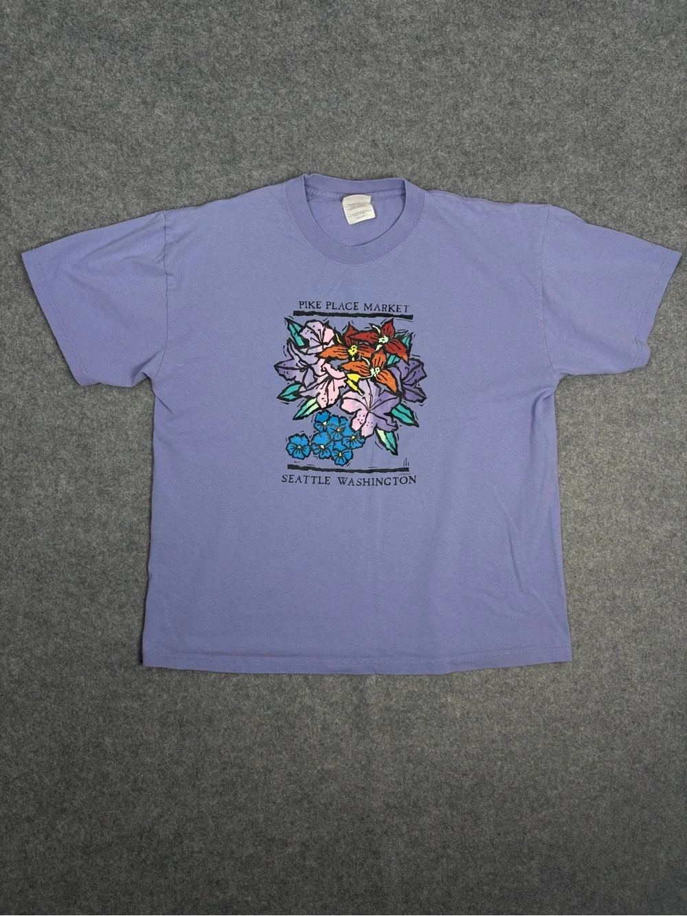 Port and Company Lavender Floral Pike Place Market Graphic Tee